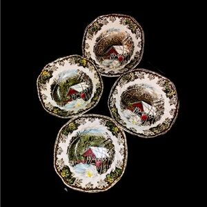 Set of Four Johnson Bros. Friendly Village Bowls